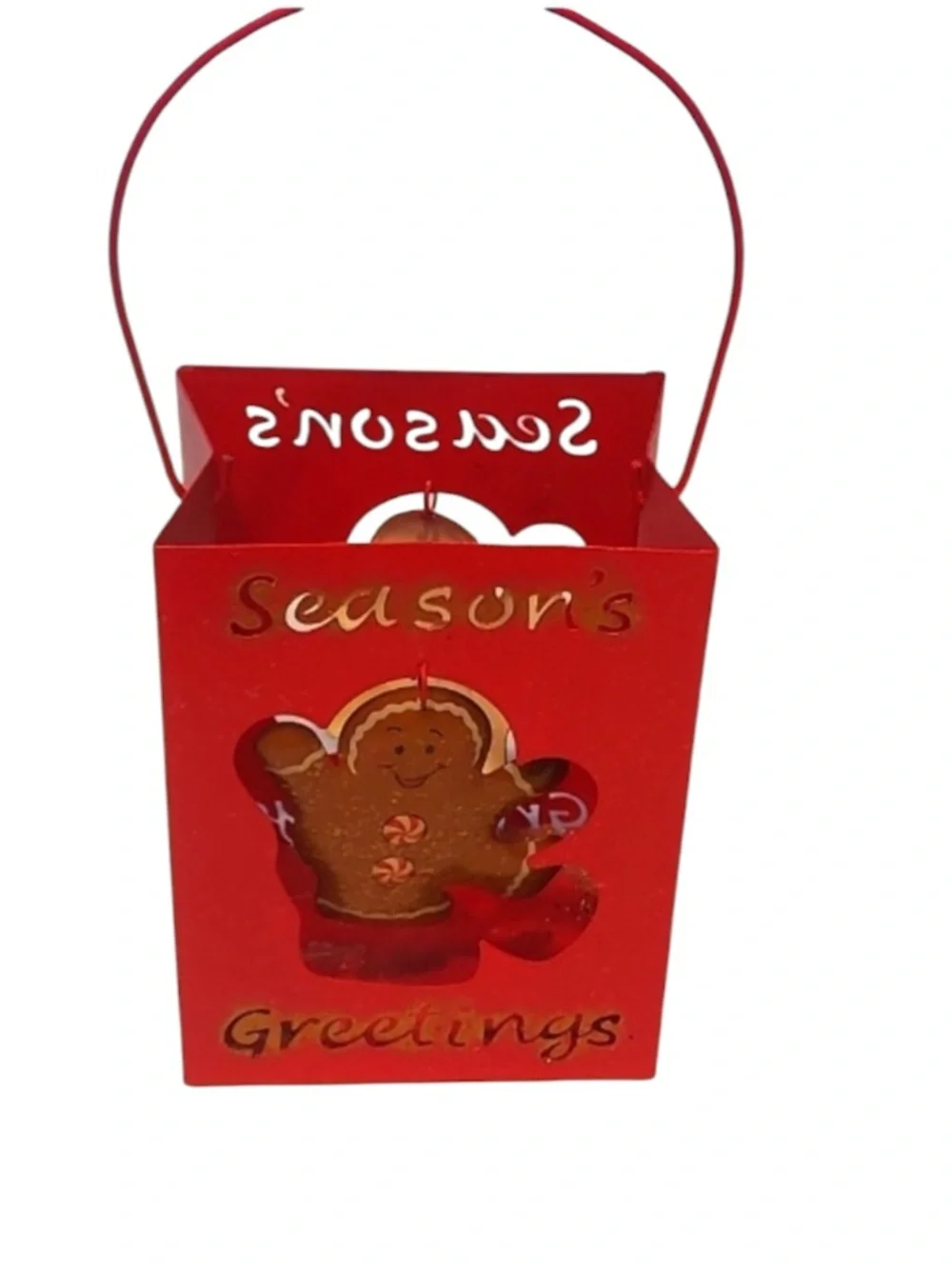 Christmas Red brown White Candle Holder Tealight Votive Pillar Type